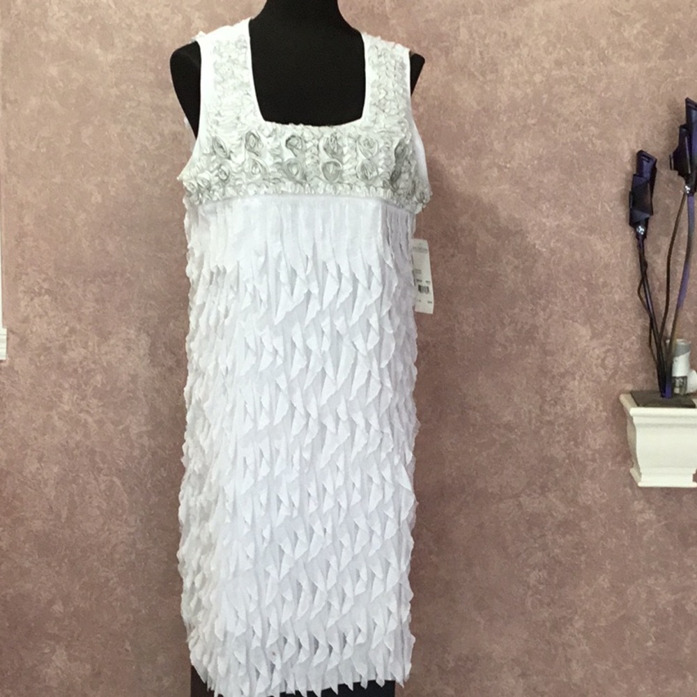 Notations white/black dress vertical ruffles. XL